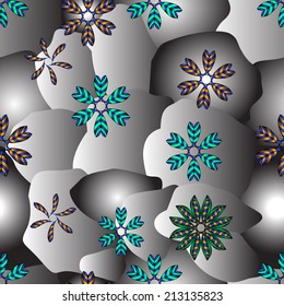 gradient gray seamless texture with flowers