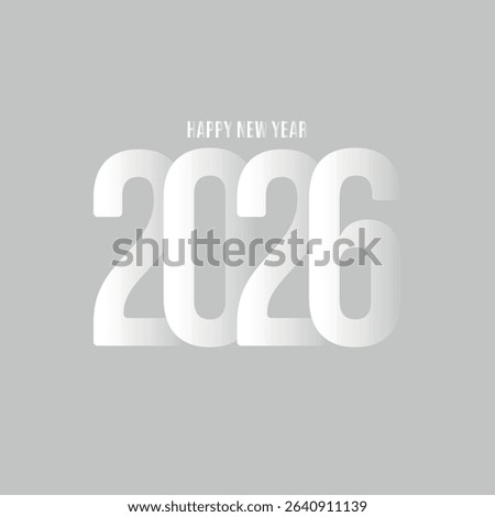 gradient gray white happy new year 2026 typography vector background