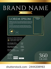 Gradient Green and Black Meat Vector de empaquetado de diseño elegante de lujo