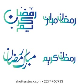 Gradient Green and Blue Arabic Calligraphy Vector Design für Ramadan Kareem Wünsche.