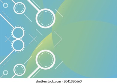 Gradient green color abstract background with decorated lines and circles