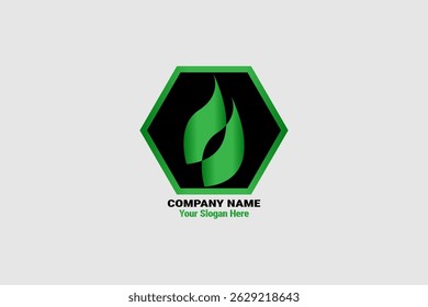Gradient green color leaf shape creative logo with black gradient green color polygon shape.
