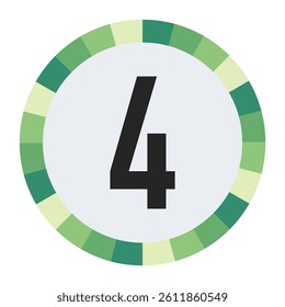 gradient green and cream circle with prominent olive green number “4” in the center on a dark black background.