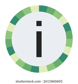 gradient green and cream circle with prominent olive green lowercase letter “i” in the center on a dark black background.