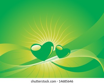 gradient green heart on sunny background, illustration