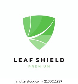 Gradient Green Leaf Shield Vector Logo