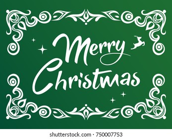 The Gradient green Merry Christmas word with ornamental graphic border