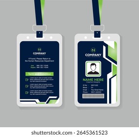 Gradient Green and Navy Blue Corporate ID Card Template for Office Employees and Staff Identity