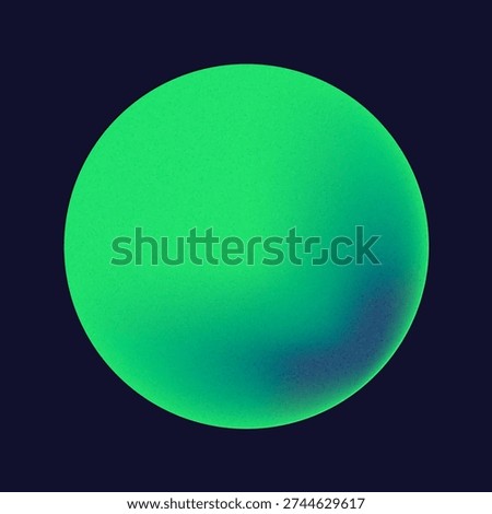 Gradient green noise Sphere. Mesh Ball. Blended volumetric circle with blue shadow. Geometric 3D Figure with mix of colors. Modern design element. Isolated on dark background. Vector illustration