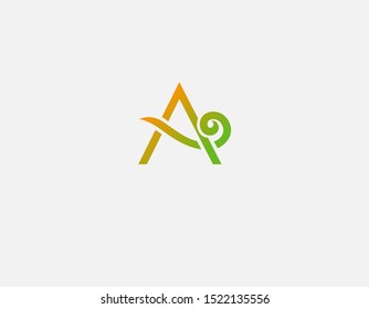 Gradient green and orange logo letter A and plant for the company