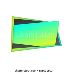 Gradient of green paper sticker in black hole with material design, isolated on white background with lettering. Space for text. Vector illustration. Elements for poster, card, web, design.