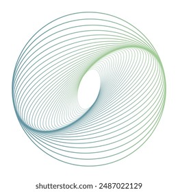 Gradient green spiral line art. green circle line art. O logo