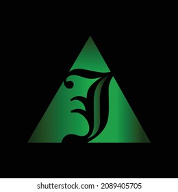 Gradient Green Triangle with Letter J Inside