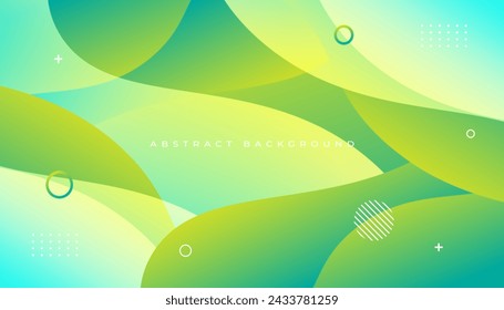 Gradient green and yellow abstract geometric background. Gradient wavy shapes background
