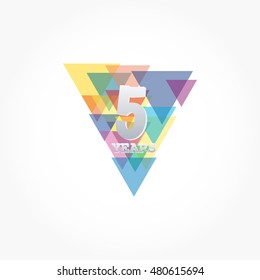gradient grey anniversary years logo vector on colorful triangles