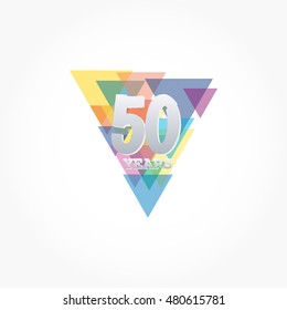 gradient grey anniversary years logo vector on colorful triangles