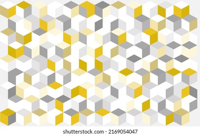 Gradient of grey and yellow beehive background. Honeycomb, bees hive cells pattern. Bee honey shapes. Vector geometric seamless texture symbol. 