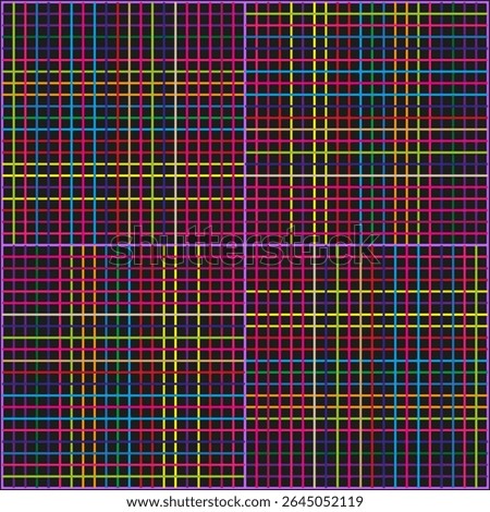 Gradient grid pattern. Colorful intersecting lines. Abstract square mesh. Vector layered form.