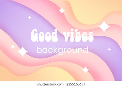 Gradient groovy soft background in pastel colors. Modern hippie dynamic shapes abstract composition. Fluid feminine template for woman app, cosmetic pattern, social media, stories, advertising. EPS10