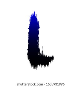 Gradient grunge letter with ragged edges isolated on white background.