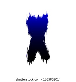 Gradient grunge letter with ragged edges isolated on white background.