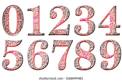 Gradient grunge numerals.