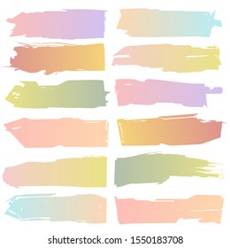 gradient grunge stroke brush colorful vector white background collection set