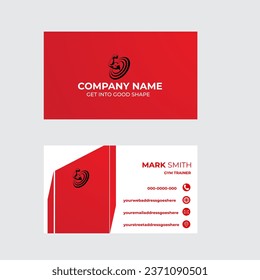 Gradient gym training horizontal business card template design