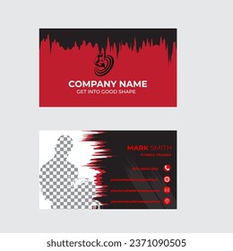 Gradient gym training horizontal business card template design