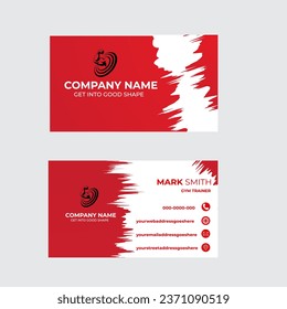 Gradient gym training horizontal business card template design