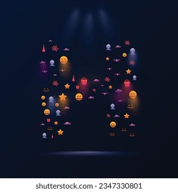 Gradient h letter logo design template with halloween elements