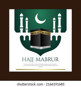 Gradient hajj illustration with mecca. - Vector.