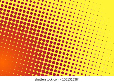 Gradient half tone orange dots on yellow background. Vector illustration.