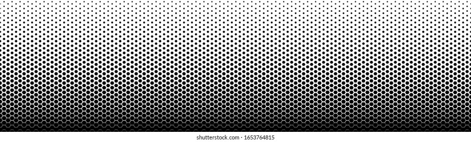 Gradient halftone. Abstract gradient background of black hexagons. Vector illustration.