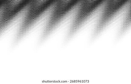 Medio tono degradado. Fondo degradado Abstractas de puntos negros. Onda de semitono. Ilustración vectorial.