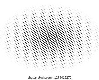Gradient halftone background. Black white radial grunge dots texture. Pop Art circle comic pattern. Abstract radial geometric vector pattern. Template for presentation flyer, business cards, stickers