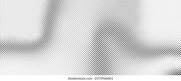 Gradient Halftone Background. Dot Pixel Vector Pattern. Grid Wave Overlay Retro Texture for Cartoon, Pop art, Manga, Anime Style, Poster