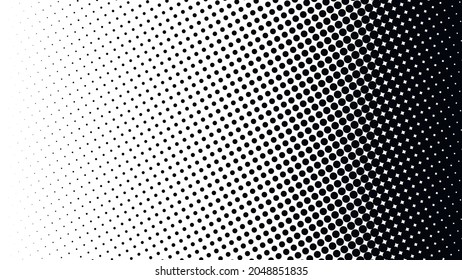 Gradient of halftone black dots on a white background. Pop art texture. Comic background. Vector illustration.