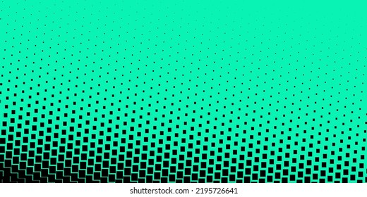 Gradient of halftone black dots on a green background. Pop art texture. Comic background. Vector illustration.