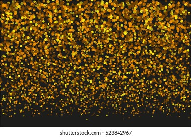Gradient Halftone confetti Flake isolated on dark background. Vector Falling glowing particles.