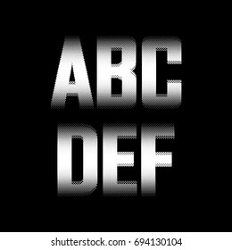 Gradient halftone dots alphabet