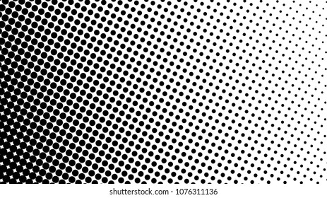 Gradient halftone dots background diagonal vector illustration. Black white dots halftone texture. Pop Art black white halftone pattern. Background of Art. EPS10