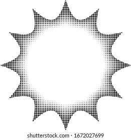  gradient halftone dots background. Pop art template, texture. Monochrome black and white pop art background in vintage comic style with halftone dots, vector illustration