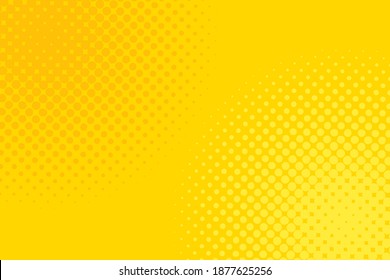 Gradient halftone dots background. Pop art template, texture. Yellow and orange. Vector illustration.