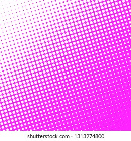 Gradient halftone dots background. Purple, pink, white pop art pattern, texture. Neon background Vector illustration, retro pattern of comic dots.