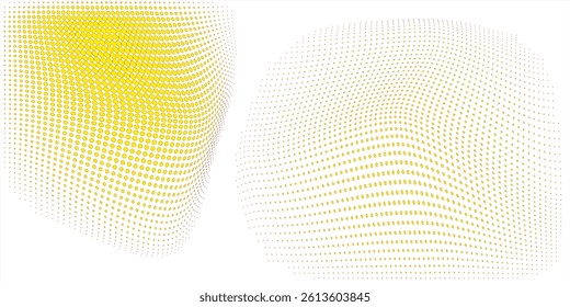 Gradient halftone dots background. Yellow pop art template, texture. Vector illustration.