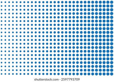 Gradient halftone dots backgrounds. Vanishing polka dot background. Abstract modern stylish texture. Dot grid pattern vector illustration. Halftone dots. Blue dots on white background,