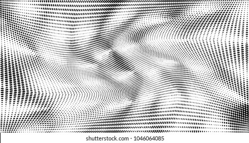 Gradient halftone dots pattern texture background. Black pixels. Modern dotted vector illustration. Abstract wavy lines. Points backdrop. Grunge spotted pattern. Wide image