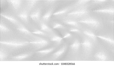 Gradient halftone dots pattern texture background. Black and white paint stains. Modern dotted vector illustration. Abstract wavy lines. Points backdrop. Grungy spotted pattern
