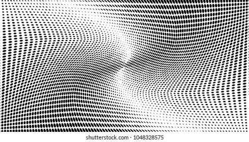 Gradient halftone dots pattern texture background. Black and white paint stains. Modern dotted vector illustration. Abstract wavy lines. Points backdrop. Grungy spotted pattern

